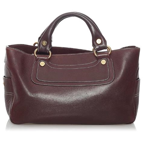 Celine Handtasche Pferdekutsche Leder Bordeaux Original